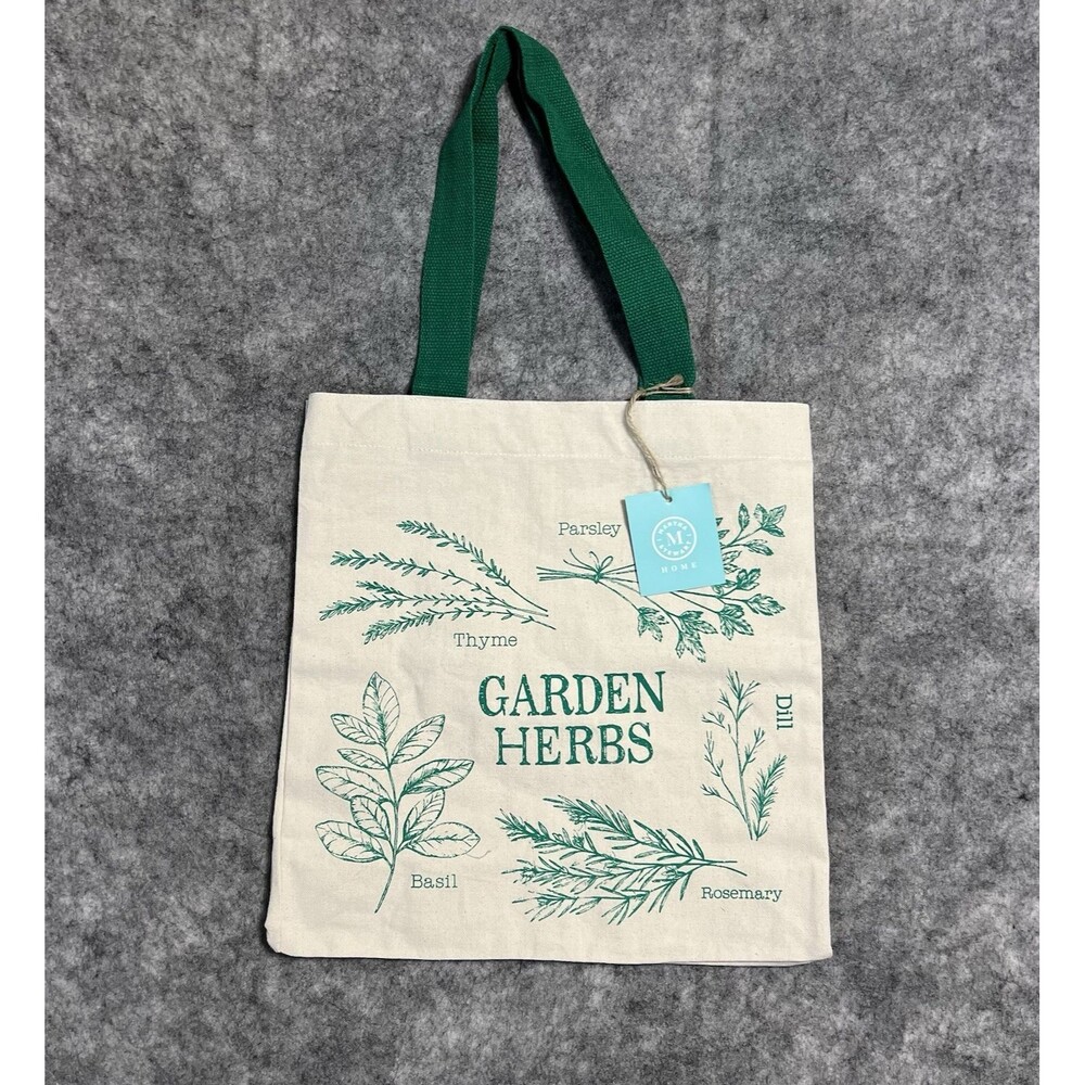 Garden Herbs Cotton Canvas Tote Reusable Tote Bag Martha Stewart 100% Cotton